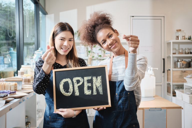 Two Female Shop Owners Opening A Business