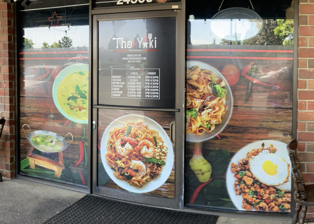window decals for thai restaurant in southern california