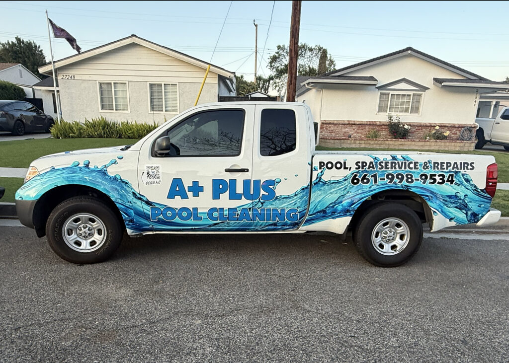partial truck wrap for a plus pools in santa clarita