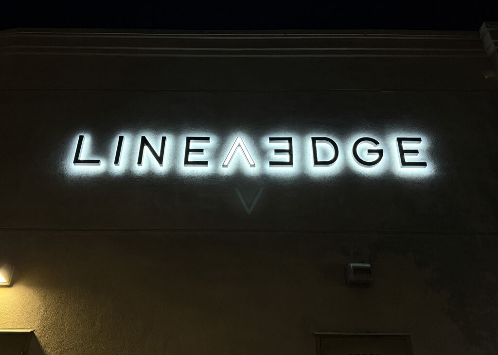 backlit illuminated channel letter sign for lineaedge in valencia