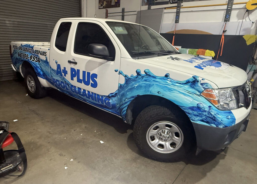 partial truck wrap installation by stay up sign company