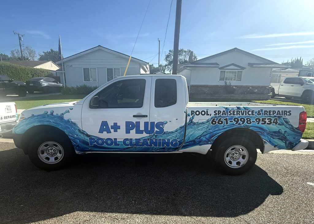 partial truck wrap for pool cleaning service in santa clarita