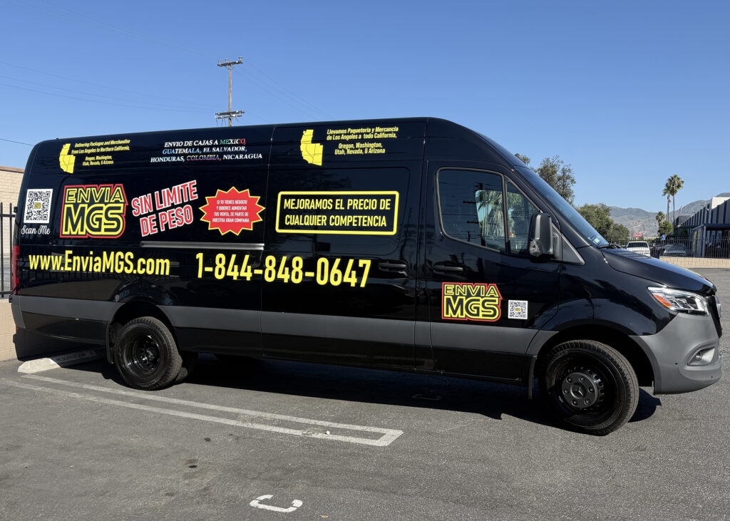 van wrap with spot graphics for Envia MGS