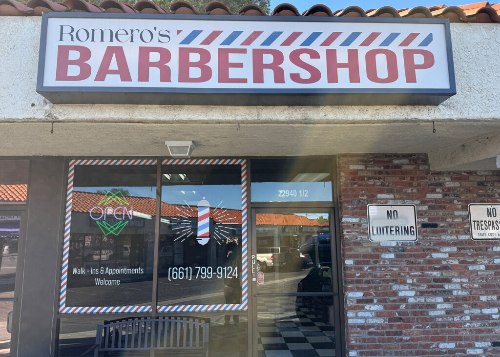 santa clarita barbershop gets new signage and window graphics in santa clarita